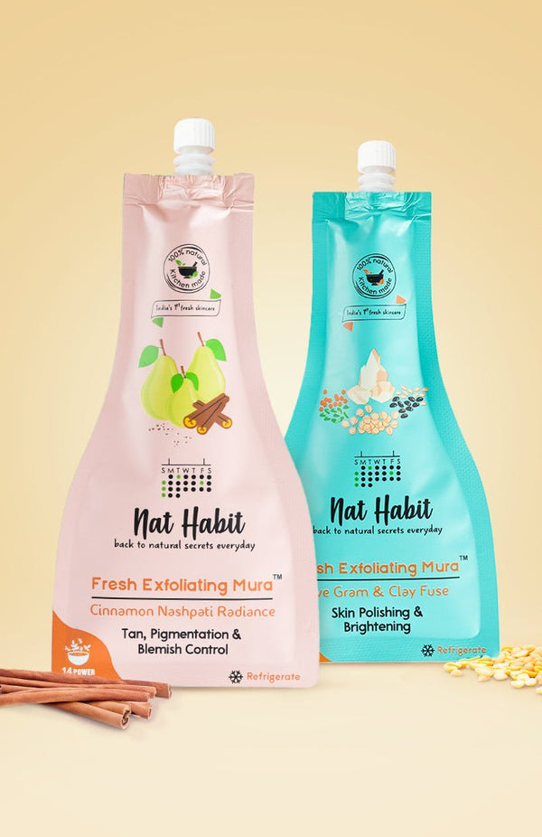 Cinnamon Nashpati Radiance Exfoliating Mura + Five Gram & Clay Fuse Exfoliating Mura - Nat Habit