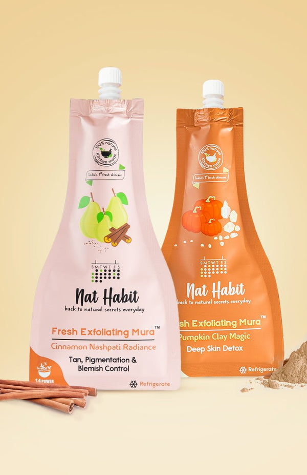 Cinnamon Nashpati Radiance Exfoliating Mura + Pumpkin Clay Exfoliating Mura - Nat Habit