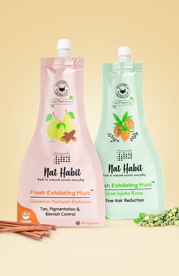 Cinnamon Nashpati Radiance Exfoliating Mura + Urad Jojoba Exfoliating Mura - Nat Habit