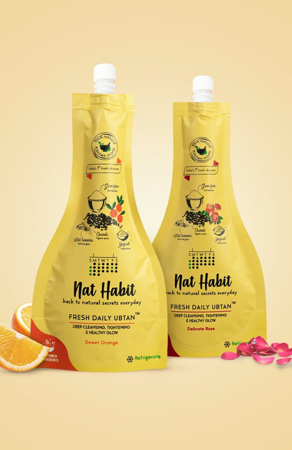 Delicate Rose Daily Ubtan + Sweet Orange Daily Ubtan - Nat Habit