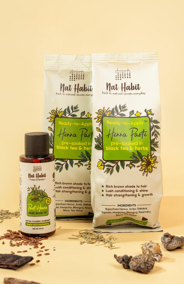 Henna & Stain Boost Oil Combo | Rapid Stain Darkerning - Nat Habit