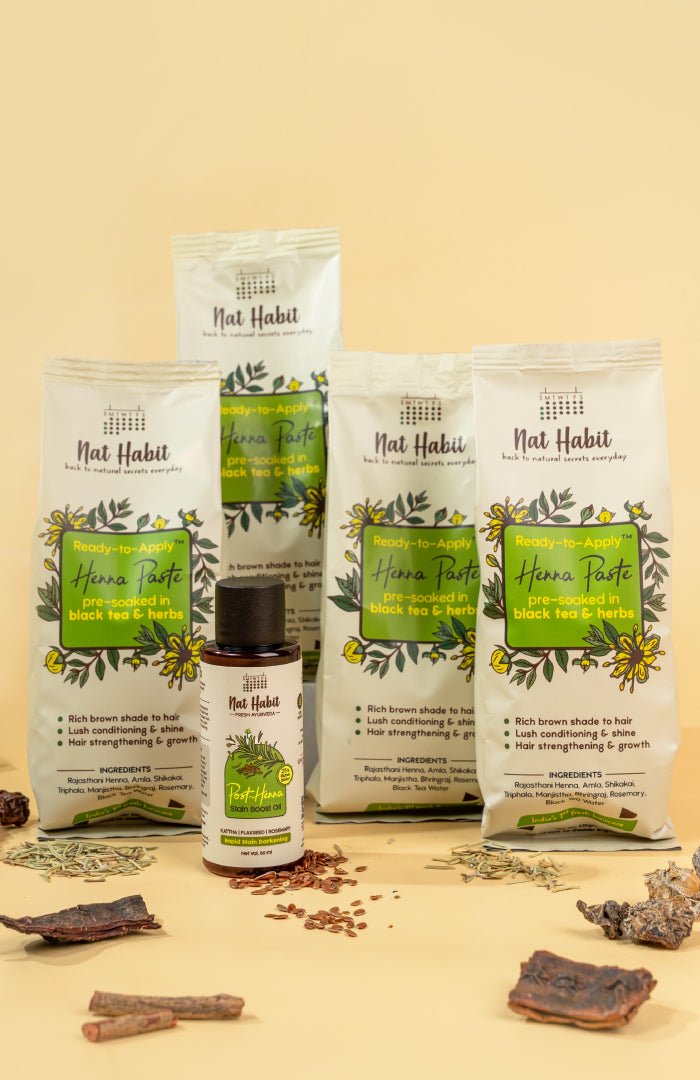 Henna & Stain Boost Oil Combo | Rapid Stain Darkerning - Nat Habit