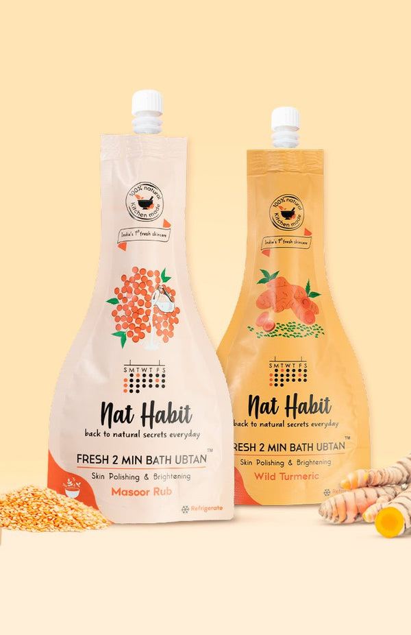Masoor Rub Bath Ubtan + Wild Turmeric Bath Ubtan - Nat Habit