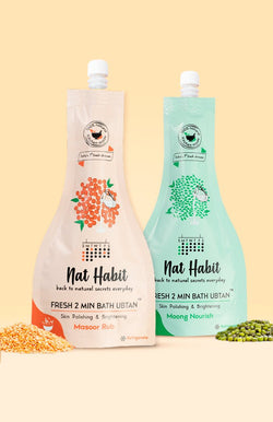 Moong Nourish Bath Ubtan + Masoor Rub Bath Ubtan - Nat Habit