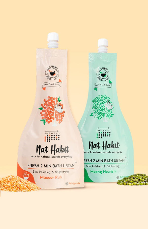 Moong Nourish Bath Ubtan + Masoor Rub Bath Ubtan - Nat Habit