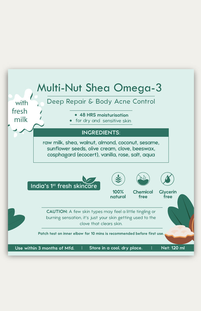 <strong>Multi-Nut Shea Omega-3 Body Malai</strong> <br><i>for dry skin & body acne | 48 HR moisture</i>
