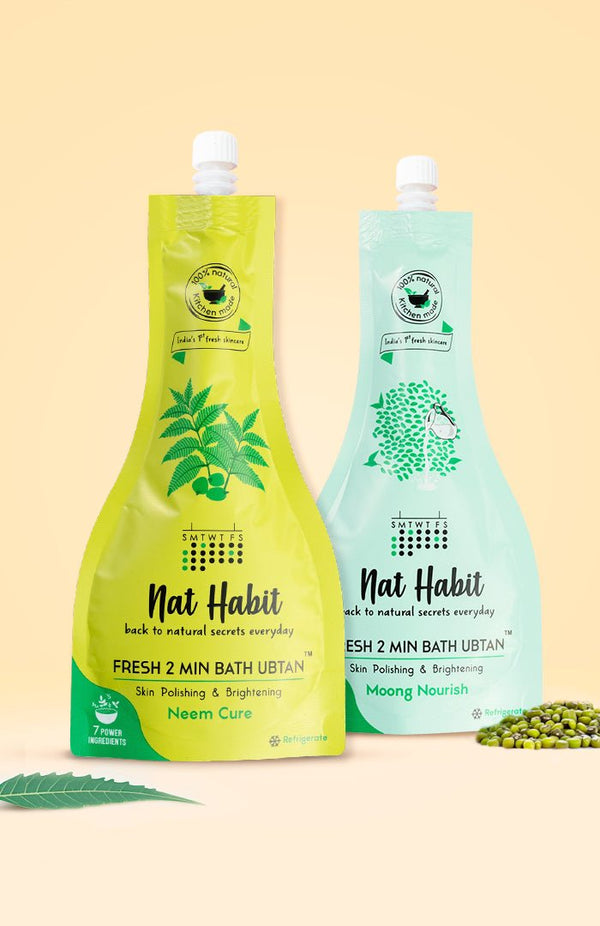 Neem Cure Bath Ubtan + Moong Nourish Bath Ubtan - Nat Habit
