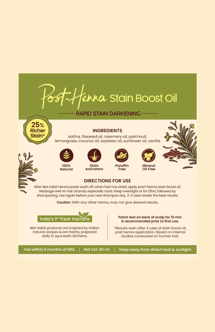 Post Henna Stain Bootl Oil | Rapid Stain Darkerning - Nat Habit