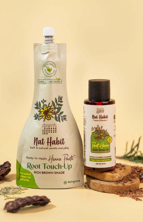 Ready - to - Apply Root Touch Up & Henna Boost Oil Combo - Nat Habit