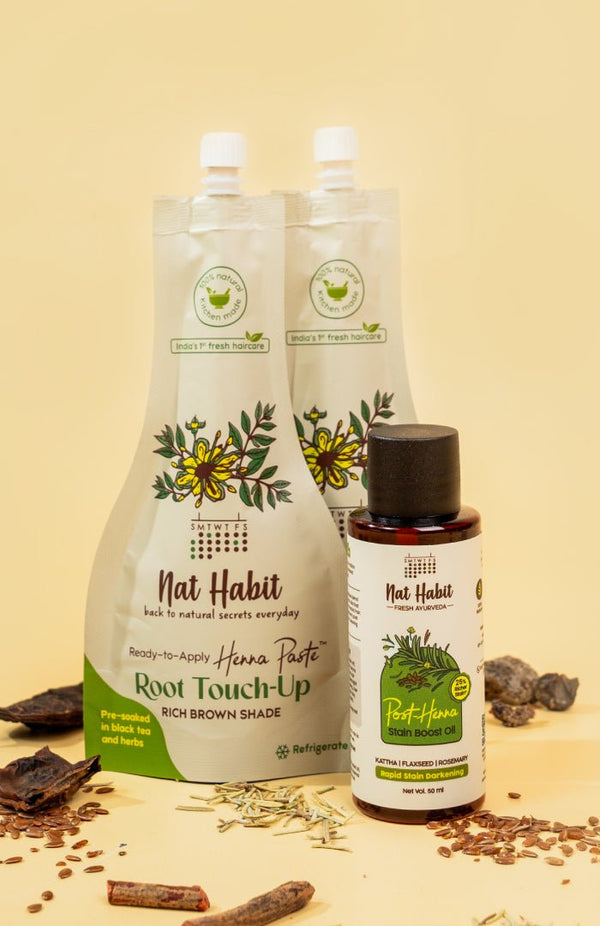 Ready - to - Apply Root Touch Up & Henna Boost Oil Combo - Nat Habit