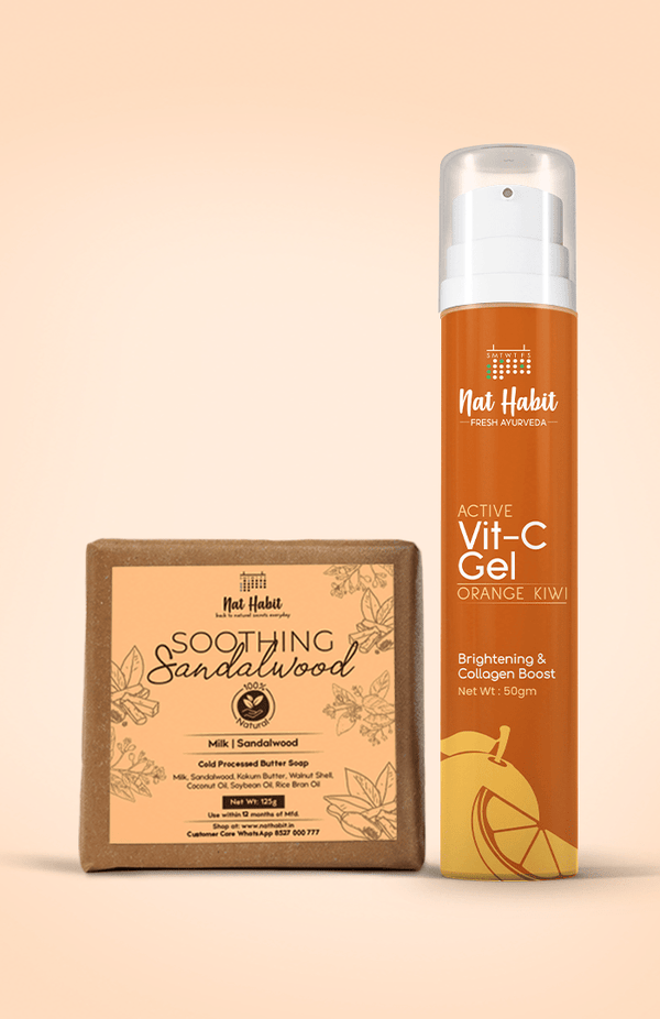 Sandalwood Soap + Orange Kiwi Active Gel Combo - Nat Habit