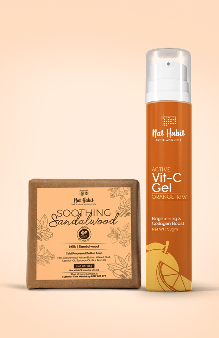 Sandalwood Soap + Orange Kiwi Active Gel Combo - Nat Habit