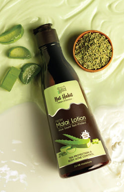 <strong>Aloe Saunf Sun Protect Malai Lotion</strong> <br><i>detan & body acne control | 24 HR moisture</i> - Nat Habit