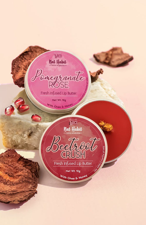 <strong>Beetroot Crush Lip Butter & Pomegranate Rose Lip Butter</strong> <br><i>Combo for Lip Care</i> (Copy) - Nat Habit
