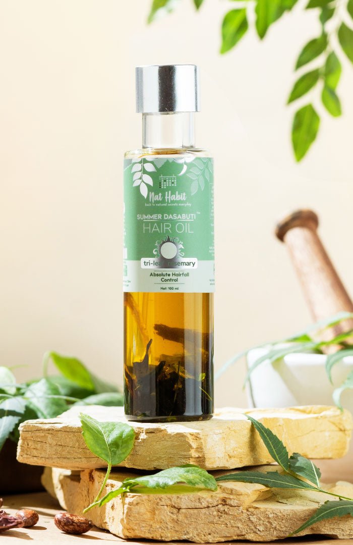 <strong>Crushed Tri - Leaf Rosemary Summer Hair Oil</strong> <br><i>Absolute Hairfall Control</i> - Nat Habit