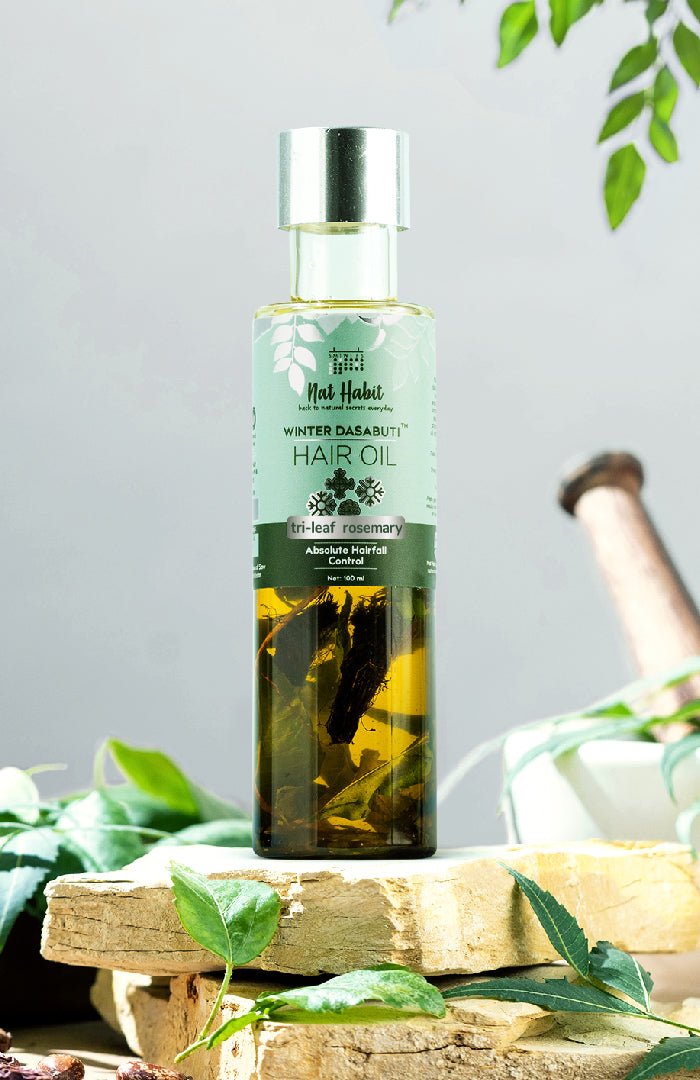 <strong>Crushed Tri - Leaf Rosemary Winter Hair Oil</strong> <br><i>Absolute Hairfall Control</i> - Nat Habit