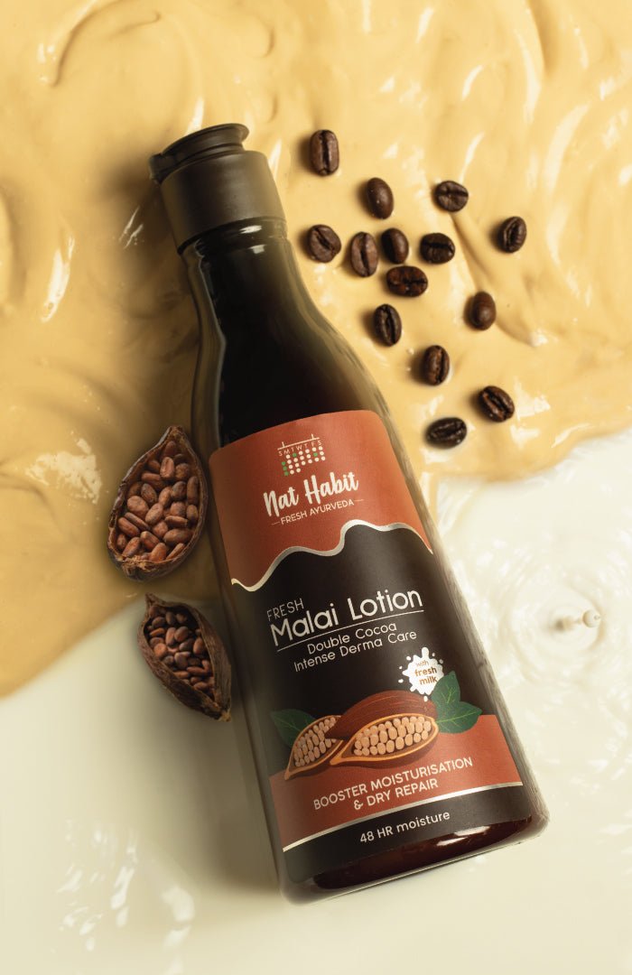 <strong>Double Cocoa Intense DermaCare Malai Lotion</strong> <br><i>for extreme dryness | 48 HR moisture</i> - Nat Habit