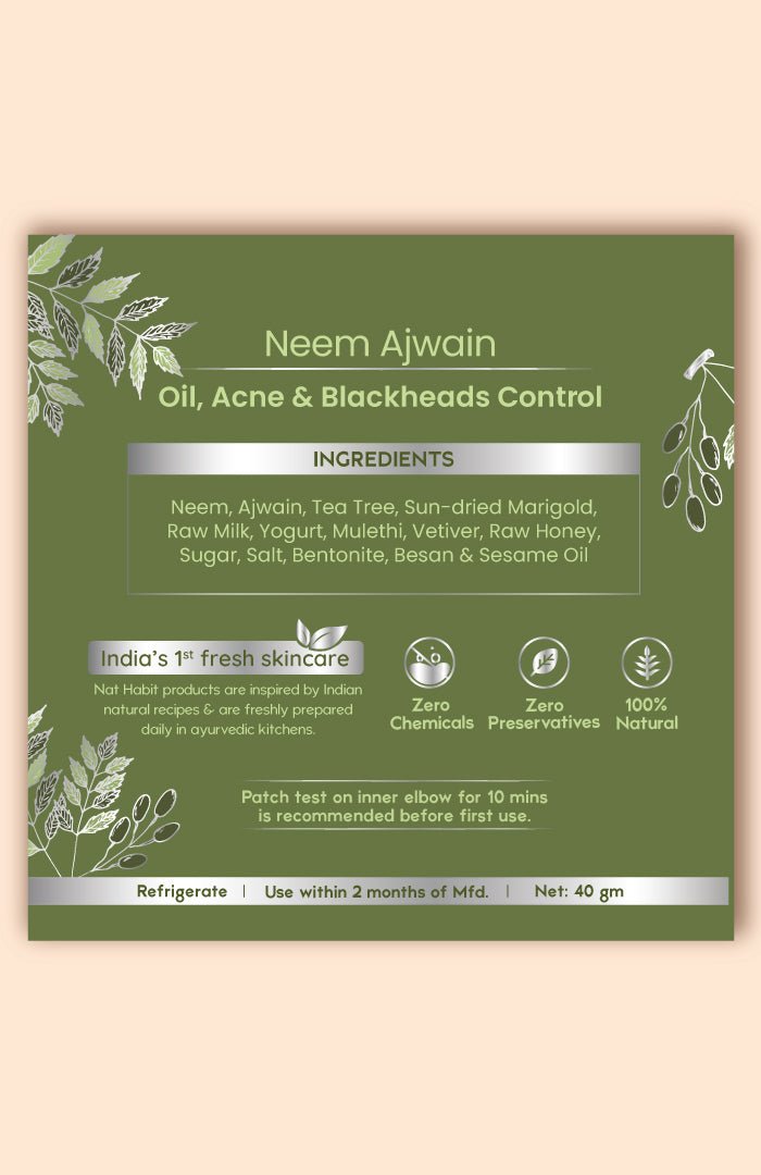 <strong>Fresh Neem Ajwain Lepa</strong> <br><i>Oil, Acne & Blackheads Control</i> - Nat Habit