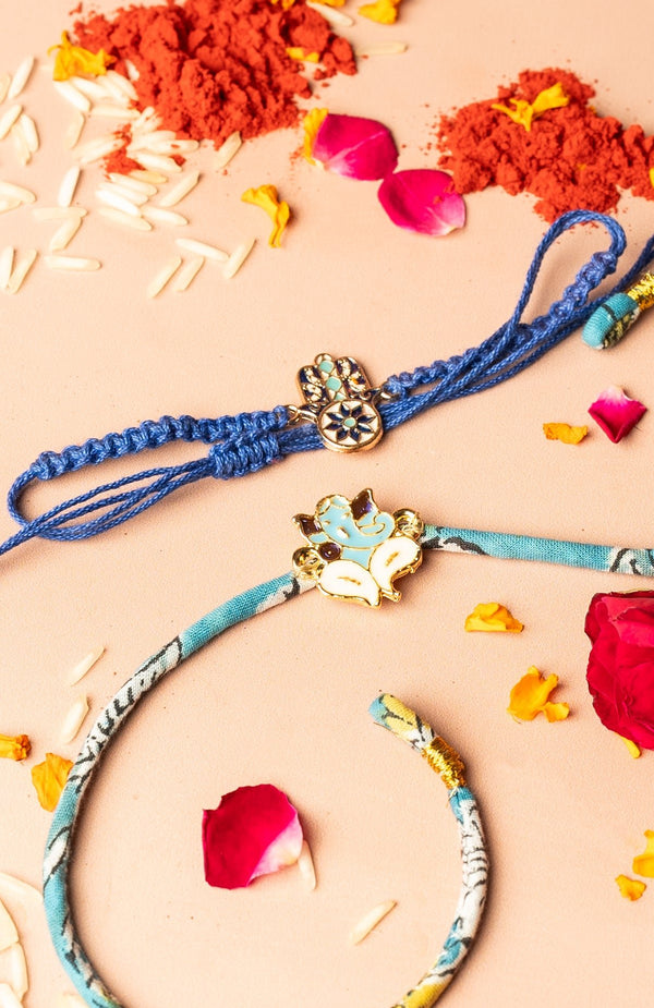 <strong>Sustainable Cloth Rakhi Combo<br>Hand of Faith + Ganesh</strong> <br><i>with Roli & Akshat</i> (Copy) - Nat Habit
