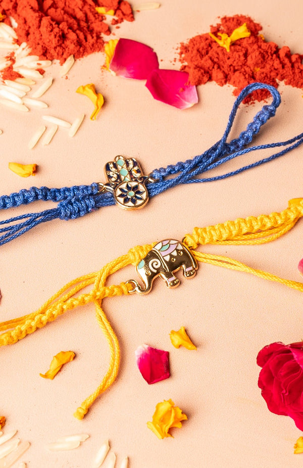 <strong>Sustainable Cloth Rakhi Combo<br>Hathi + Hand of Faith</strong> <br><i>with Roli & Akshat</i> - Nat Habit