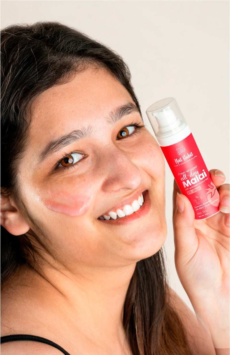 <strong>All-Day Malai - 20-35Yrs - 30g</strong><br><strong>Hot Dry Weather</strong> <br><i>Tomato Rosehip Vit-BEC Youth Anchor</i>