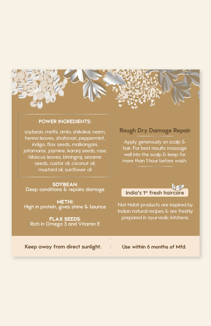 <strong>Soybean Methi Summer Hair Oil</strong> <br><i>Rough Dry Damage Repair</i>