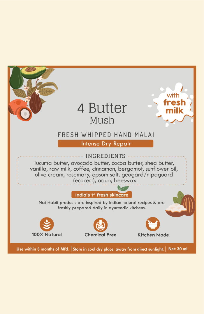 <strong>4 Butter Mush Hand Malai</strong> <br><i>Intense Dry Repair</i> - Nat Habit