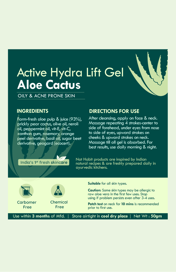 <strong>Active Aloe Cactus Hydra Lift Gel </strong><br><i>Rapid Hydration Boost & Moisture Lock</i> - Nat Habit