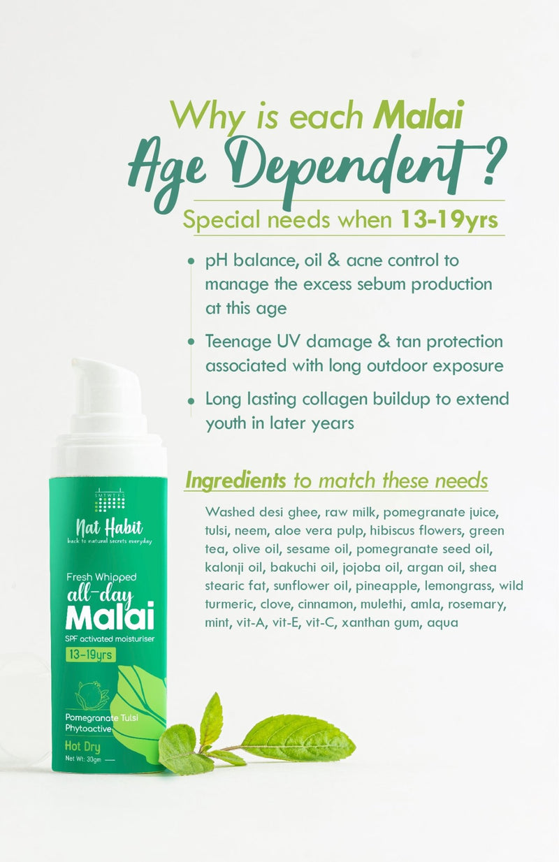 <strong>All-Day Malai - 13-19Yrs - 30g</strong><br><strong>Hot Dry Weather</strong> <br><i>Pomegranate Tulsi PhytoActive</i> - Nat Habit