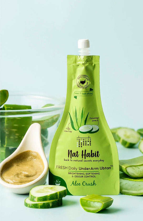 <strong>Aloe Crush UnderArm Ubtan</strong> <br><i>Brightening, Softening & Odour Control</i> - Nat Habit
