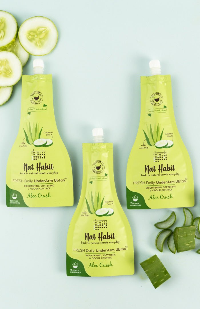 <strong>Aloe Crush UnderArm Ubtan</strong> <br><i>Brightening, Softening & Odour Control</i> - Nat Habit