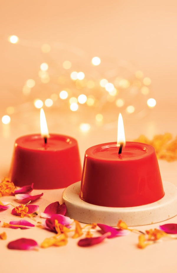 <strong>Apple Gleam Prosperity Candles</strong><br><i>Paraffin-free, Recycled, Puja-pure</i></br> - Nat Habit