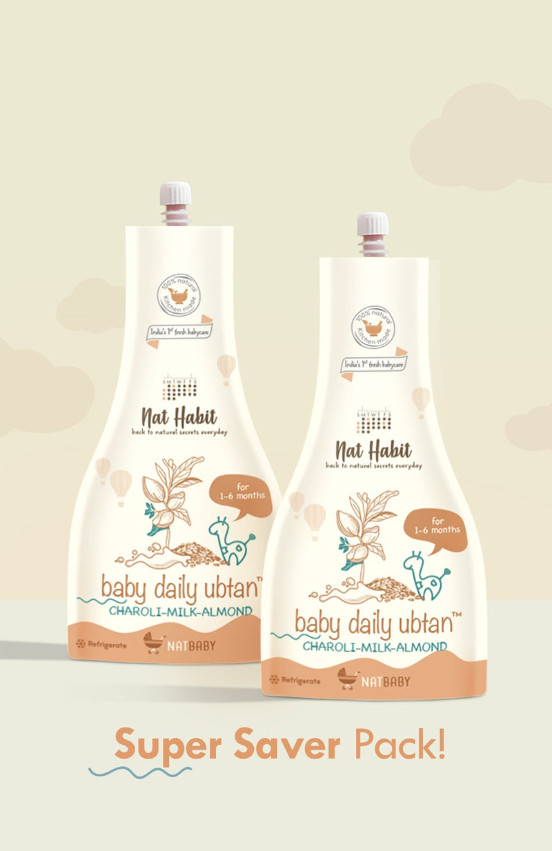 <strong>Baby Daily Ubtan - Charoli Milk Almond - 80g</strong> <br><i>1 - 6 Month Old Baby Cleansing & Nutrition</i> - Nat Habit