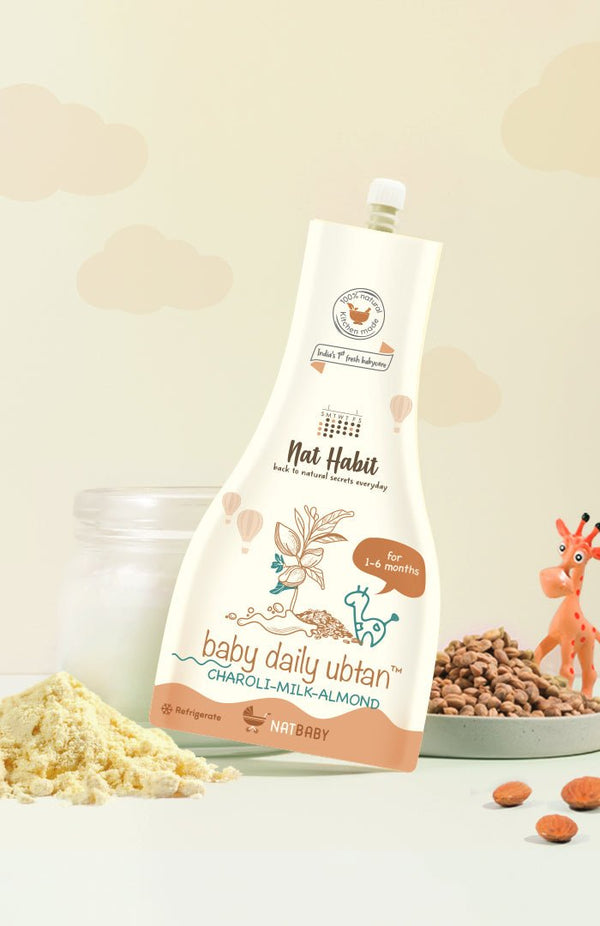 <strong>Baby Daily Ubtan - Charoli Milk Almond - 80g</strong> <br><i>1 - 6 Month Old Baby Cleansing & Nutrition</i> - Nat Habit