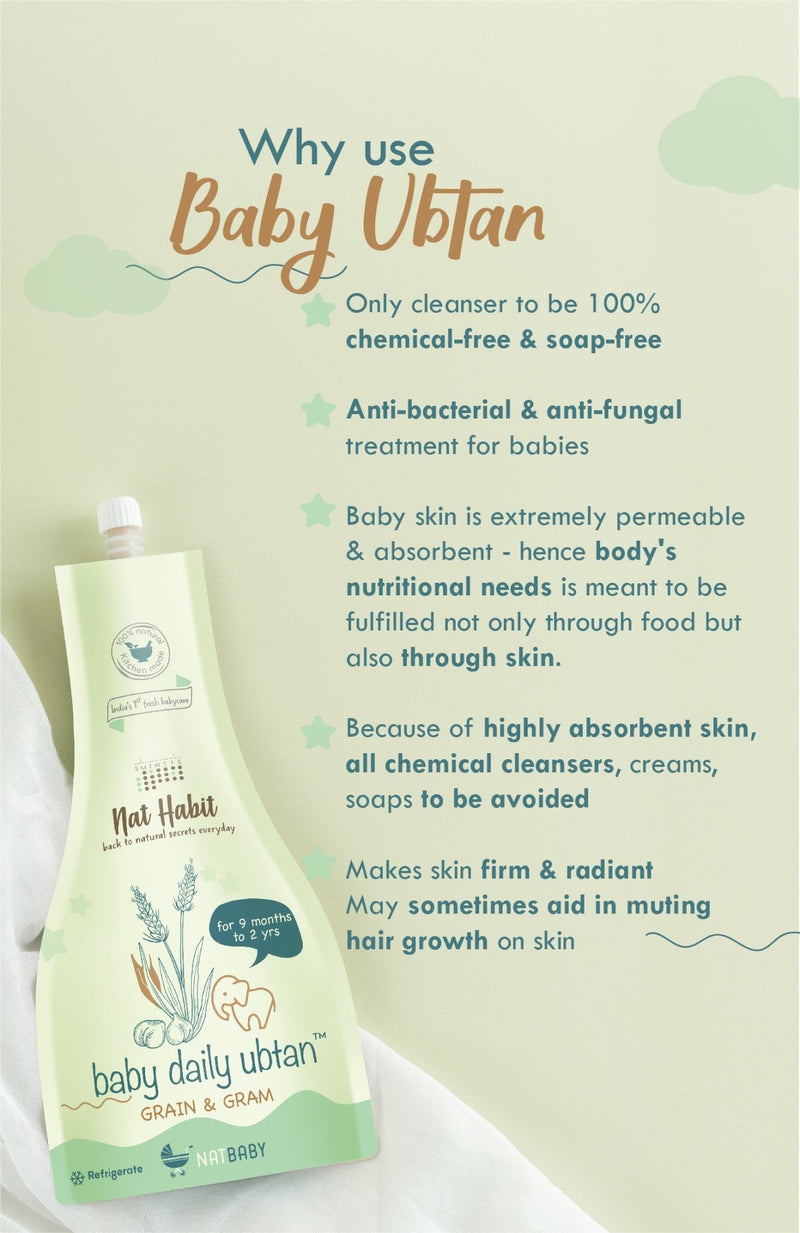 <strong>Baby Daily Ubtan - Grain & Gram - 80g</strong> <br><i>9mth - 2yr Old Baby Cleansing & Nutrition</i> - Nat Habit