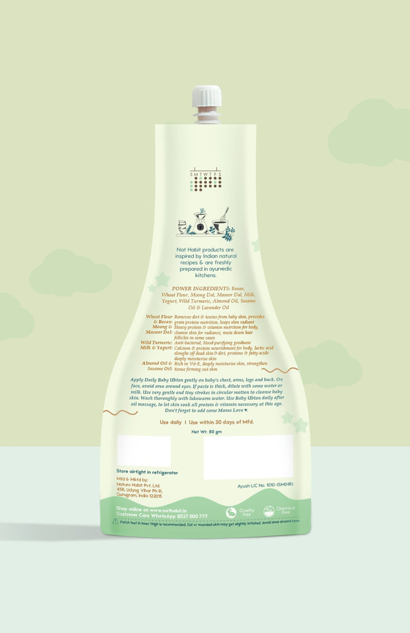 <strong>Baby Daily Ubtan - Grain & Gram - 80g</strong> <br><i>9mth - 2yr Old Baby Cleansing & Nutrition</i> - Nat Habit