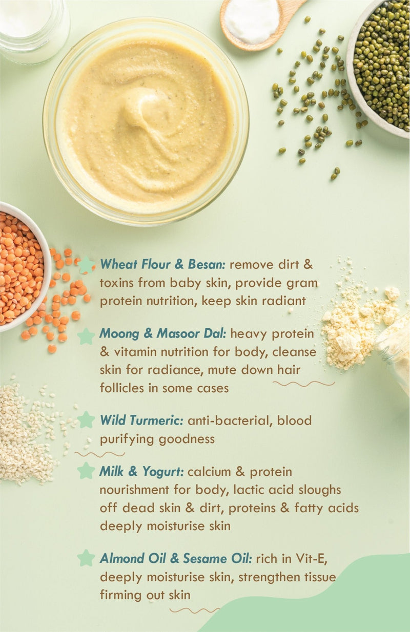 <strong>Baby Daily Ubtan - Grain & Gram - 80g</strong> <br><i>9mth - 2yr Old Baby Cleansing & Nutrition</i> - Nat Habit