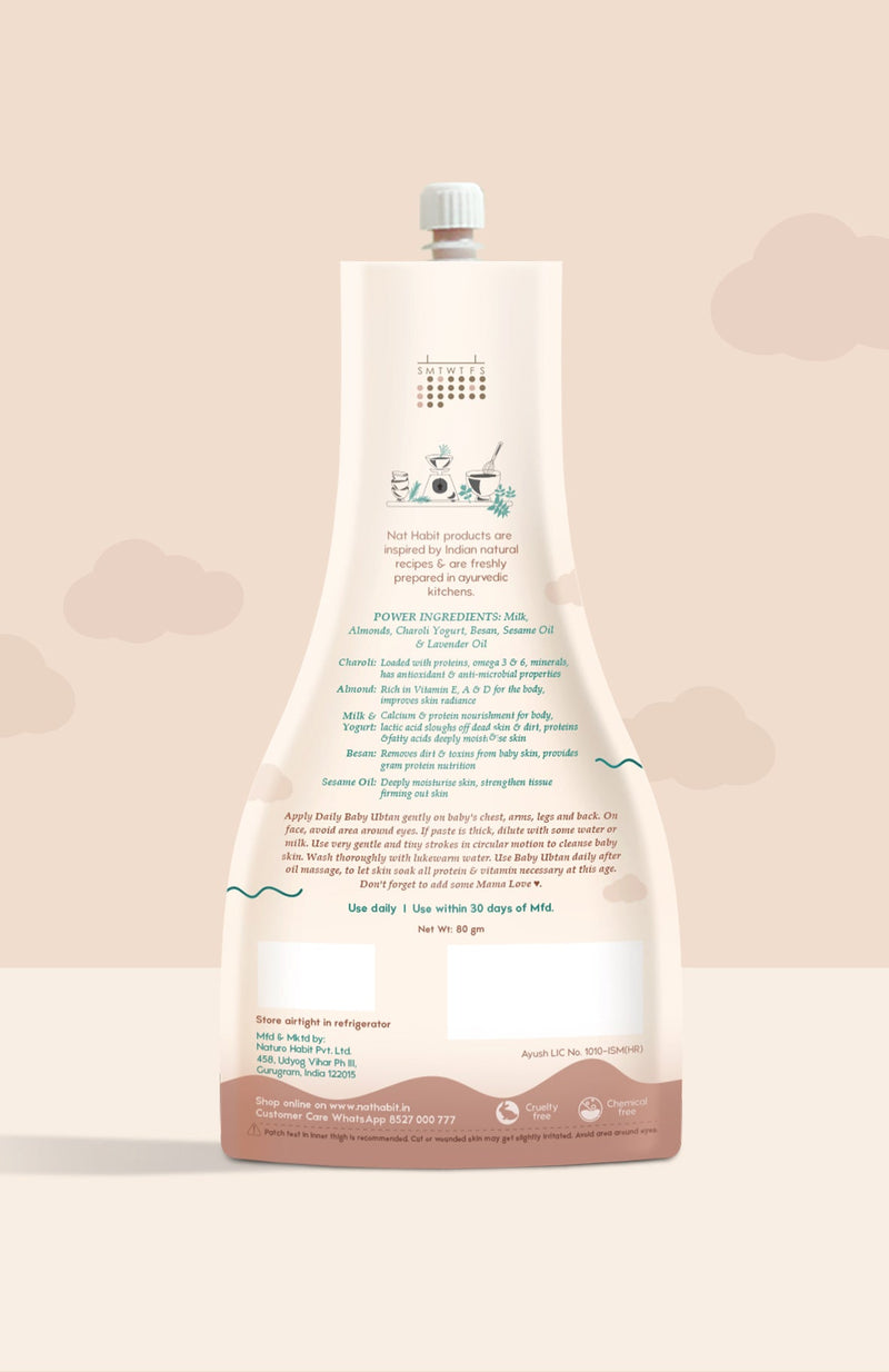 <strong>Baby Daily Ubtan - Milk & Nut - 80g</strong> <br><i>6mth - 2yr Old Baby Cleansing & Nutrition</i> - Nat Habit