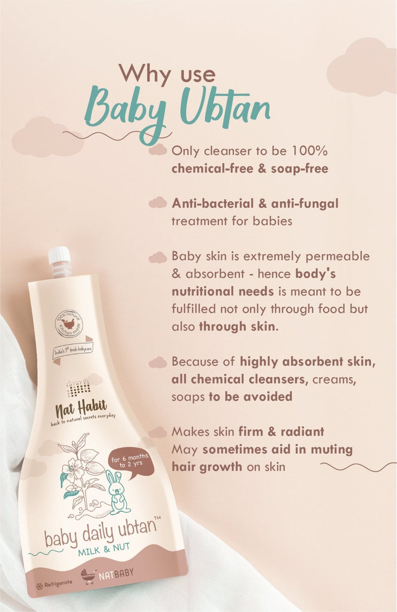 <strong>Baby Daily Ubtan - Milk & Nut - 80g</strong> <br><i>6mth - 2yr Old Baby Cleansing & Nutrition</i> - Nat Habit