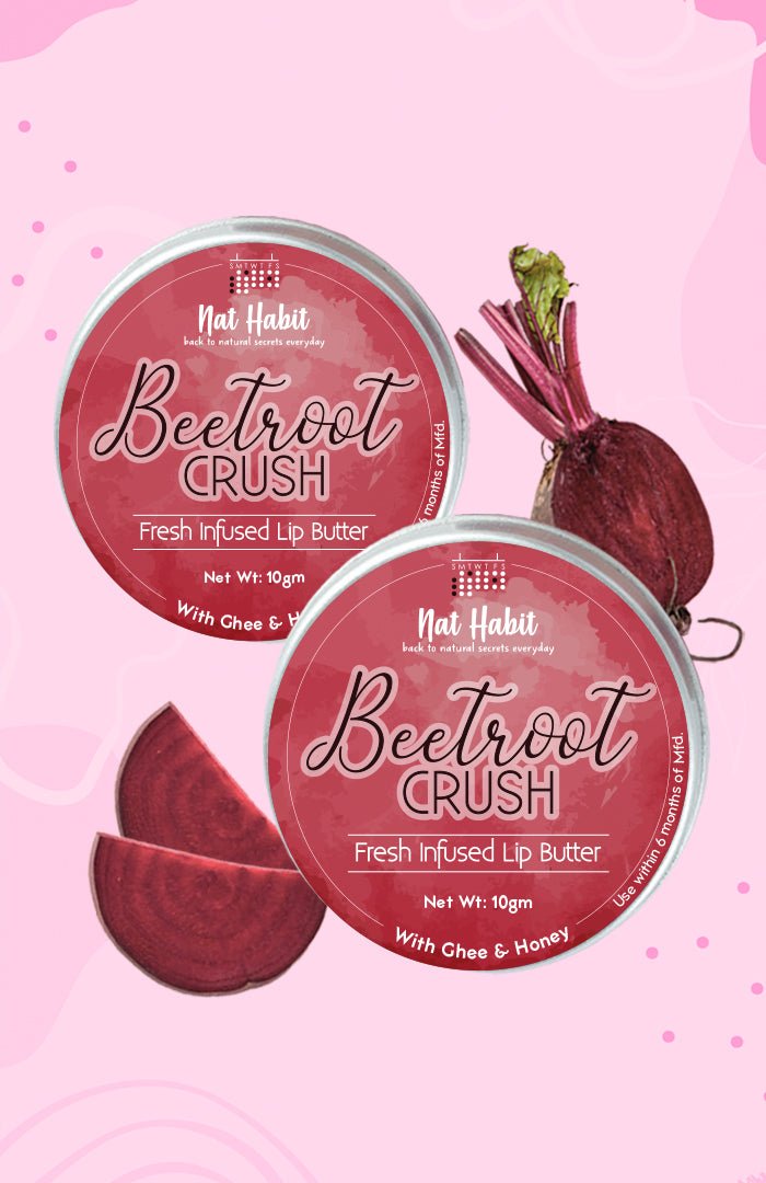 <strong>Beetroot Crush Lip Butter 10g</strong> <br><i>with Fresh Beetroot, Jasmine,<br>Desi Ghee & Raw Honey</i> - Nat Habit