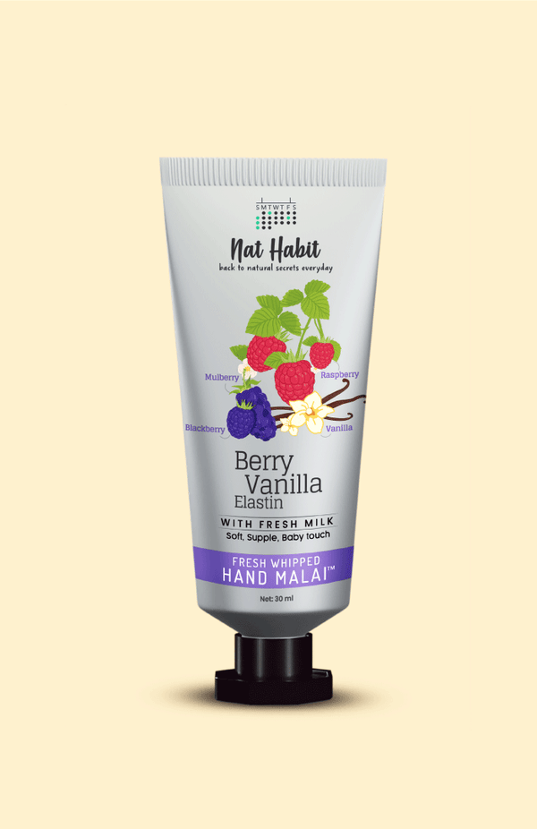 <strong>Berry Vanilla Elastin Hand Malai</strong> <br><i>For Soft, Supple, Baby Touch</i> - Nat Habit