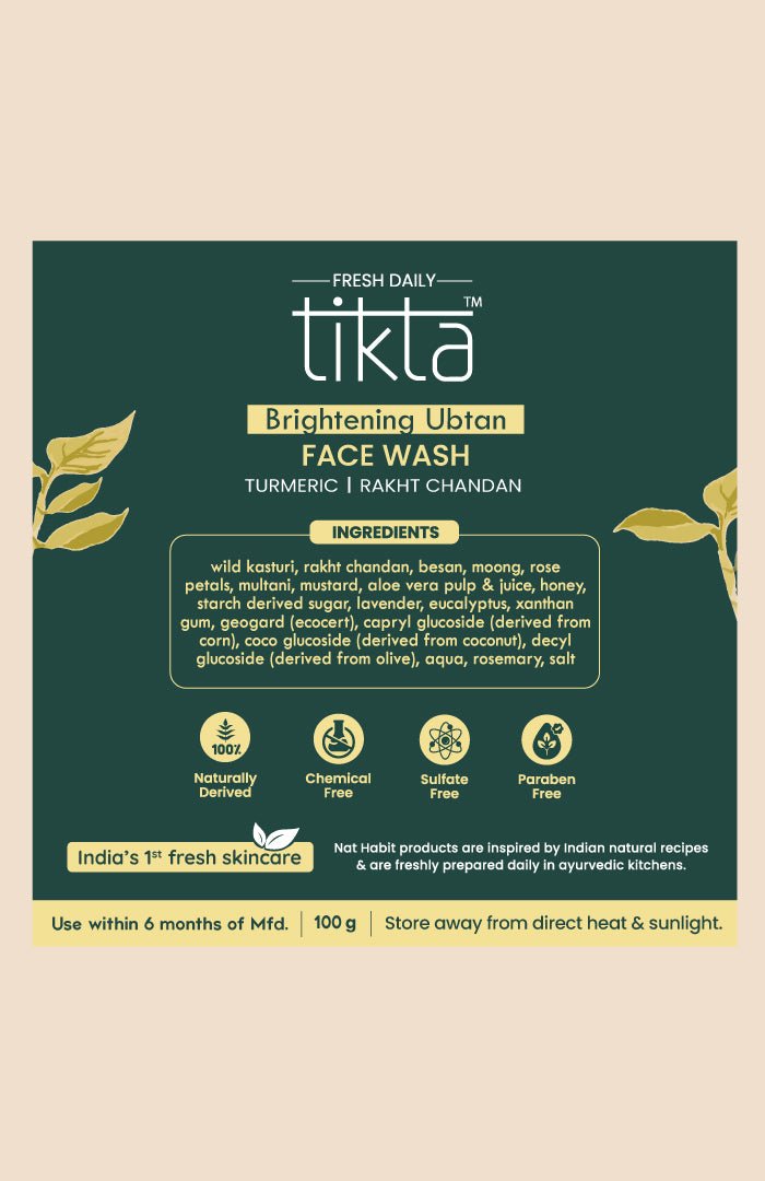 <strong>Brightening Ubtan Tikta <br>Face Wash</strong> <br><i>for All Skin Types</i> - Nat Habit