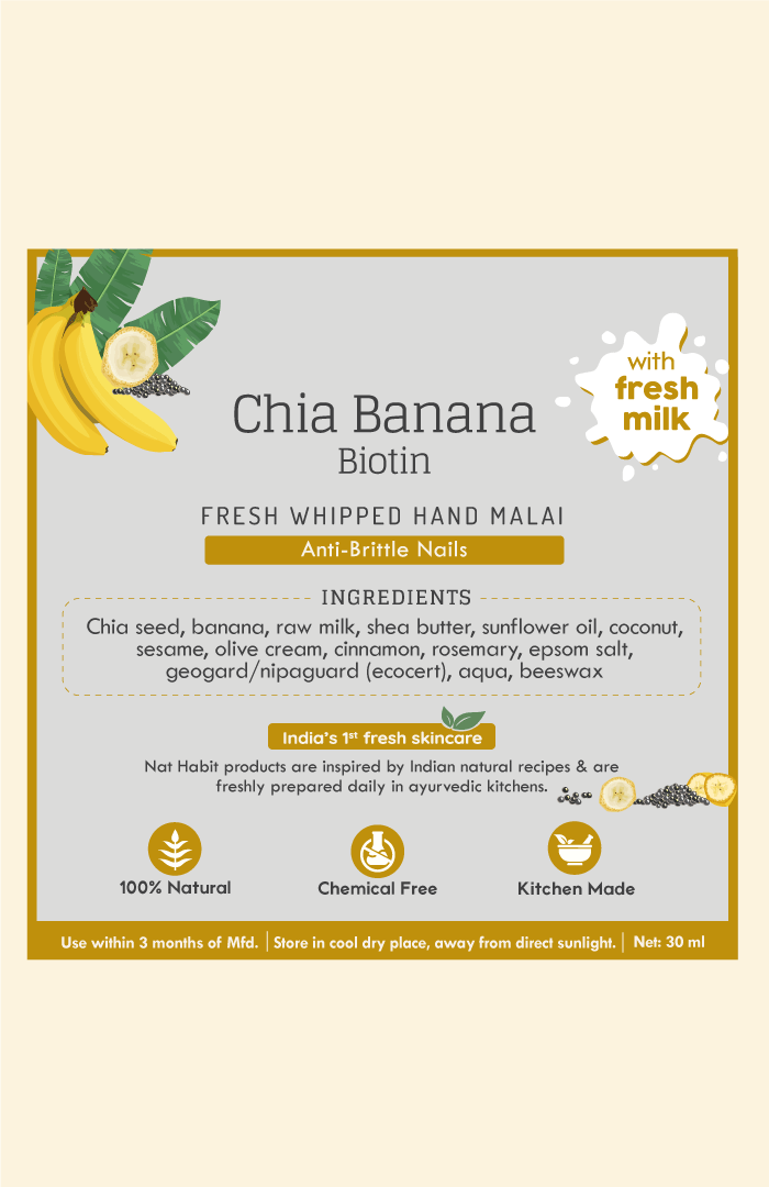 <strong>Chia Banana Biotin Hand Malai</strong> <br><i>For Anti-Brittle Nails</i> - Nat Habit
