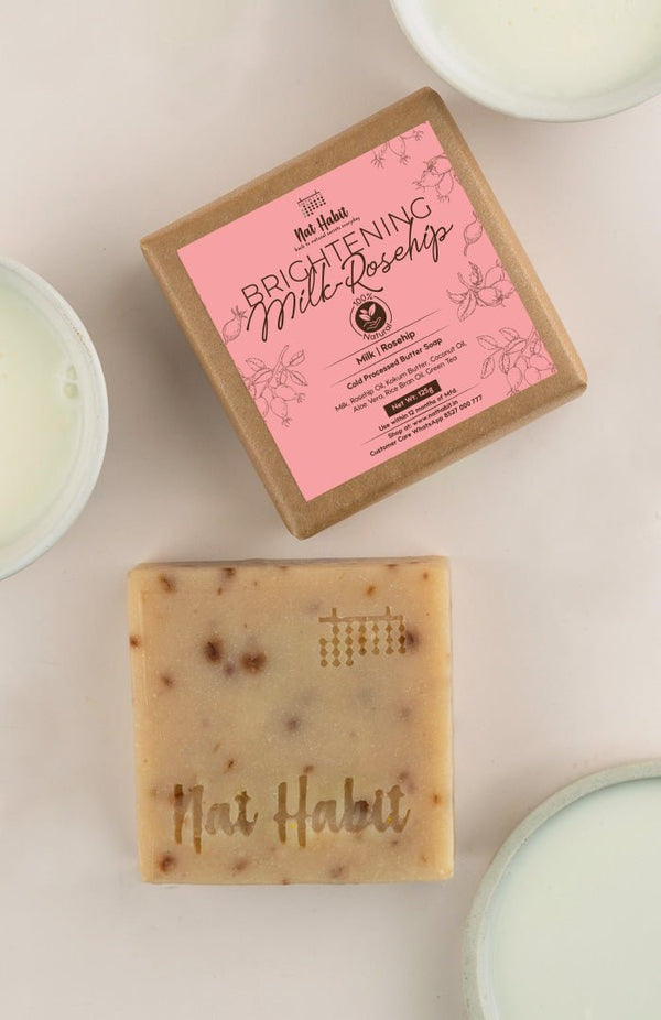 <strong>Cold Processed Brightening Milk-Rosehip Soap 125g</strong> - Nat Habit