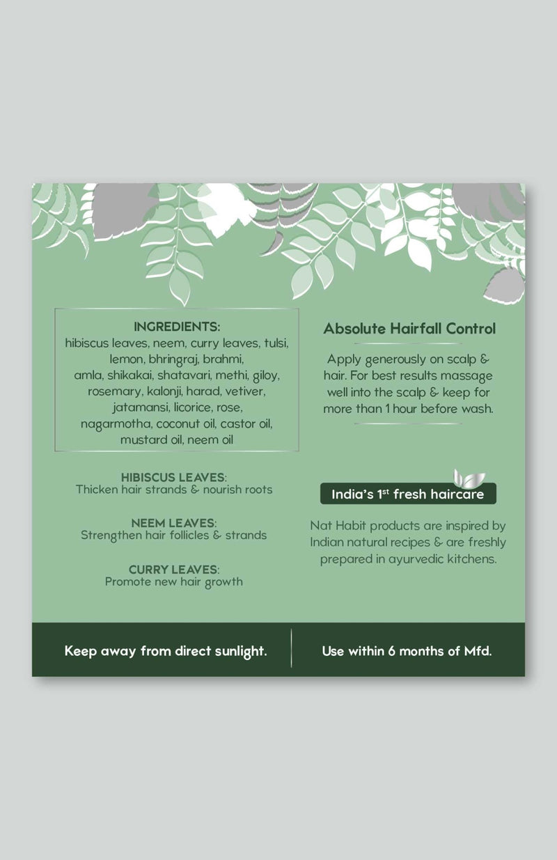 <strong>Crushed Tri-Leaf Monsoon Hair Oil</strong> <br><i>Absolute Hairfall Control</i> - Nat Habit