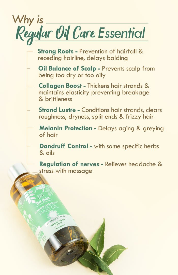 <strong>Crushed Tri-Leaf Summer Hair Oil</strong> <br><i>Absolute Hairfall Control</i> - Nat Habit