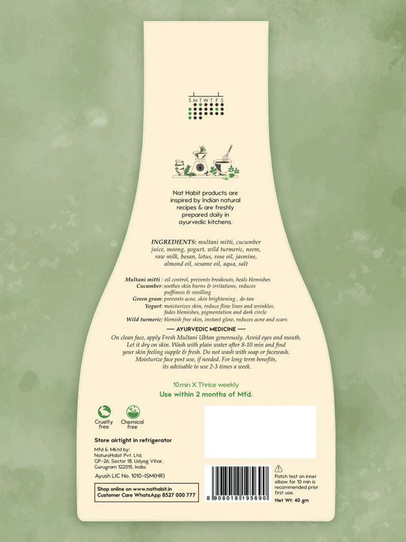 <strong>Cucumber Crush Multani Ubtan</strong> <br><i>for Breakout Control & Skin Tightening</i> - Nat Habit