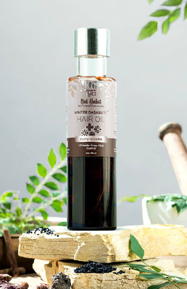 <strong>Curry Sesame Winter Hair Oil</strong> <br><i>Grey-Hair Control</i> - Nat Habit