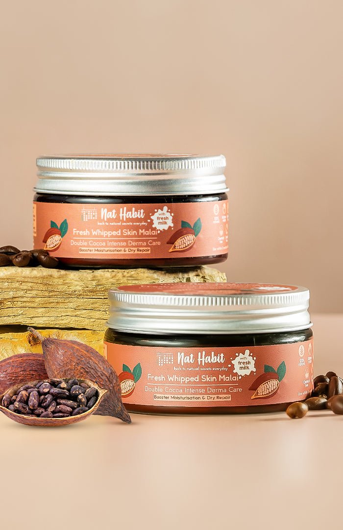 <strong>Double Cocoa Intense DermaCare Skin Malai</strong> <br><i>for extreme dryness | 48 HR moisture</i> - Nat Habit