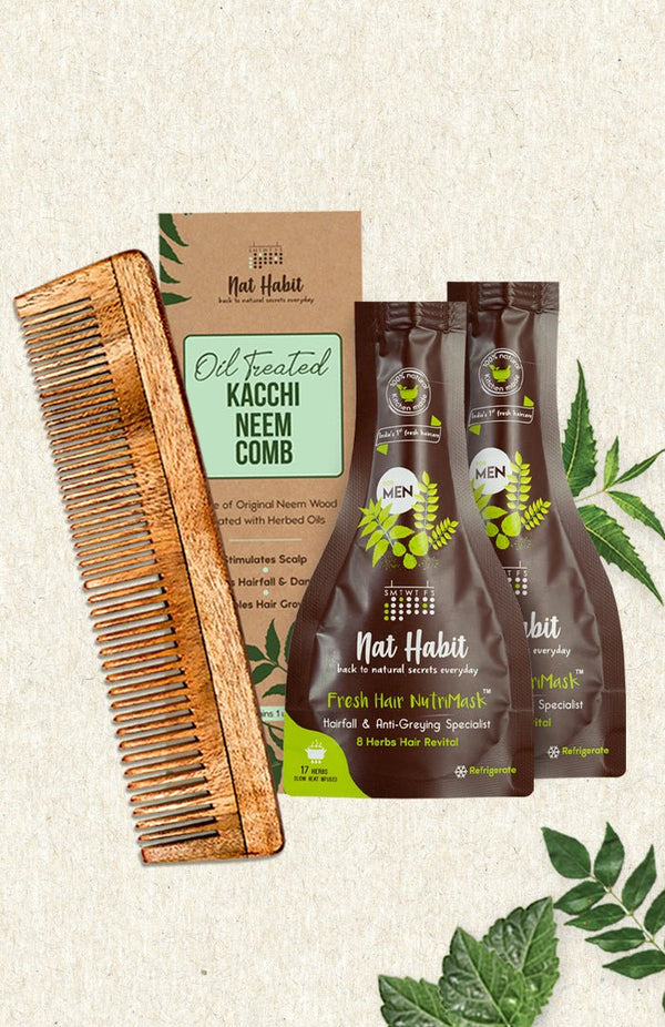 <strong>Dual Tooth Comb & Men's NutriMask</strong> <br><i>Combo for Men's Haircare</i> - Nat Habit